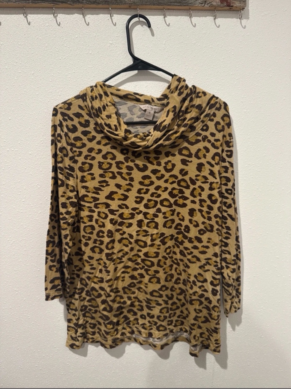 Laura Ashley Leopard Cowl Neck Sweater in Tan and Black